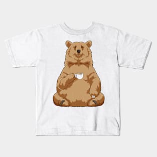 Bear with Cup of Coffee Kids T-Shirt